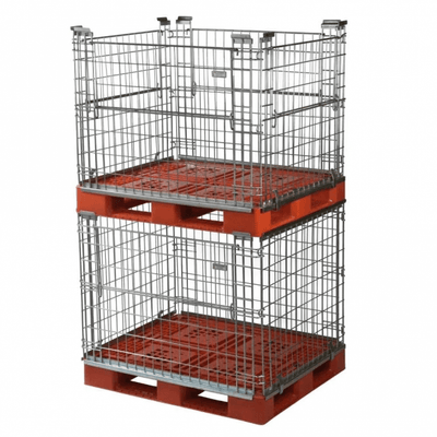 Stackable Pallet Retention Unit with Half Hinged Gate