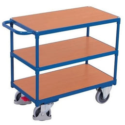 Schwerlast-Tischwagen – 1190 x 700 x 920 mm – 3 Böden – 500 kg Tragkraft – Blau RAL 5010