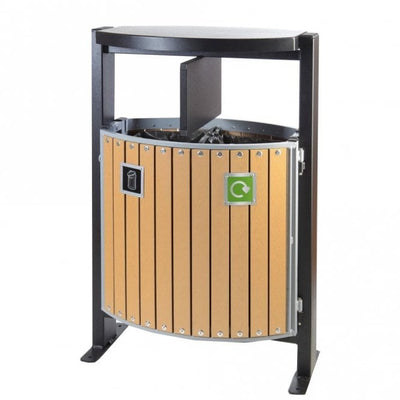 Twin Wood Effect Slatted Outdoor Litter Bin – 2 x 39 Litre – 1000x700x400mm
